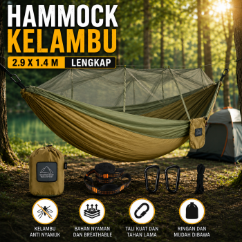 NATURY Hammock Kelambu Ayunan Gantung Camping Outdoor 2.9x1.4M - J510