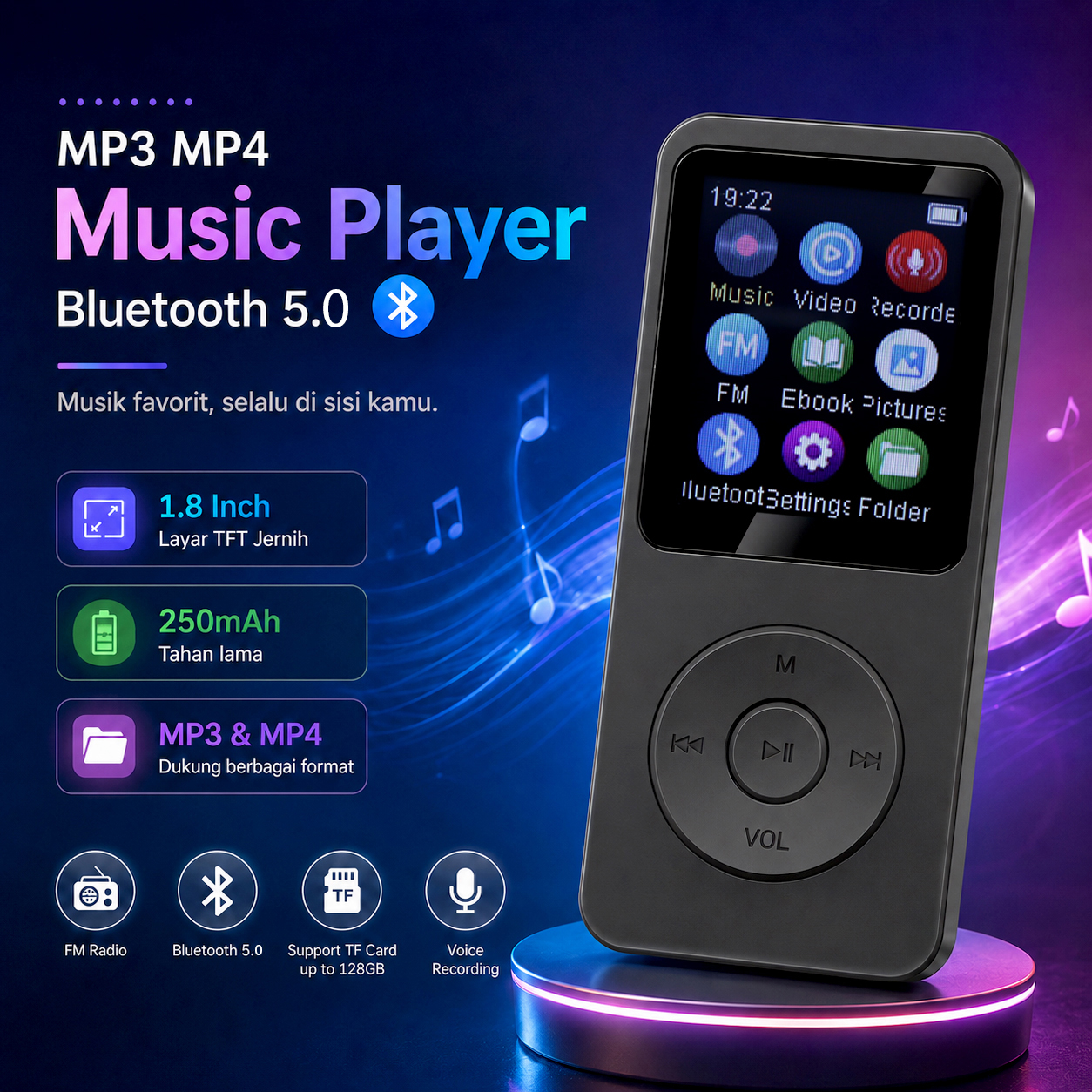 RockStar MP3 MP4 Music Player Pemutar Musik Bluetooth 1.8 Inch 250mAh - X90 Gambar produk RockStar MP3 MP4 Music Player Pemutar Musik Bluetooth 1.8 Inch 250mAh - X90 - Utama