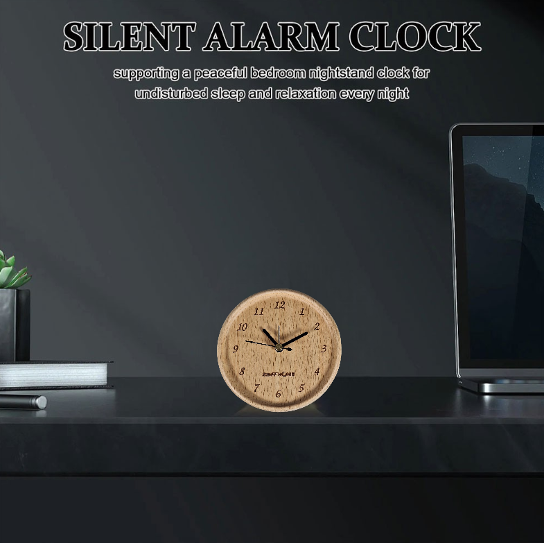 TaffHOME Jam Meja Kayu Bulat Alarm Analog Desk Clock Round Shape - TX605 Gambar produk TaffHOME Jam Meja Kayu Bulat Alarm Analog Desk Clock Round Shape - TX605 - 2