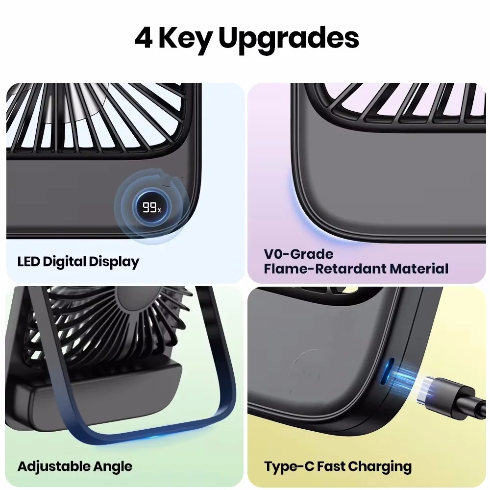 Raugee Kipas Angin Meja Digital Display 5 Speed 1200mAh Desk Fan - F10 Gambar produk Raugee Kipas Angin Meja Digital Display 5 Speed 1200mAh Desk Fan - F10 - 3