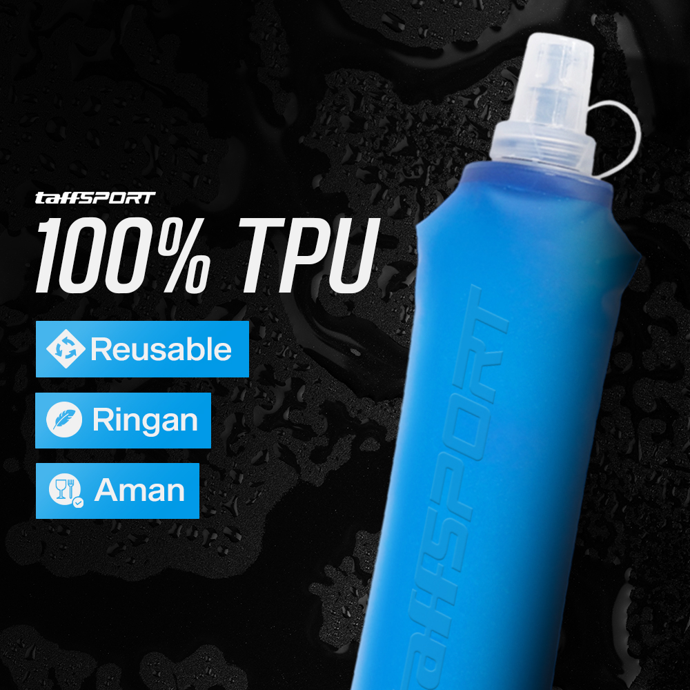 TaffSPORT Botol Minum Lipat Soft Flask Foldable Water Bottle TPU 500ml ...