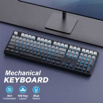 YOSOO Mechanical Keyboard 3in1 Mode Wired-Wireless Blue Switch 108 Key - H108