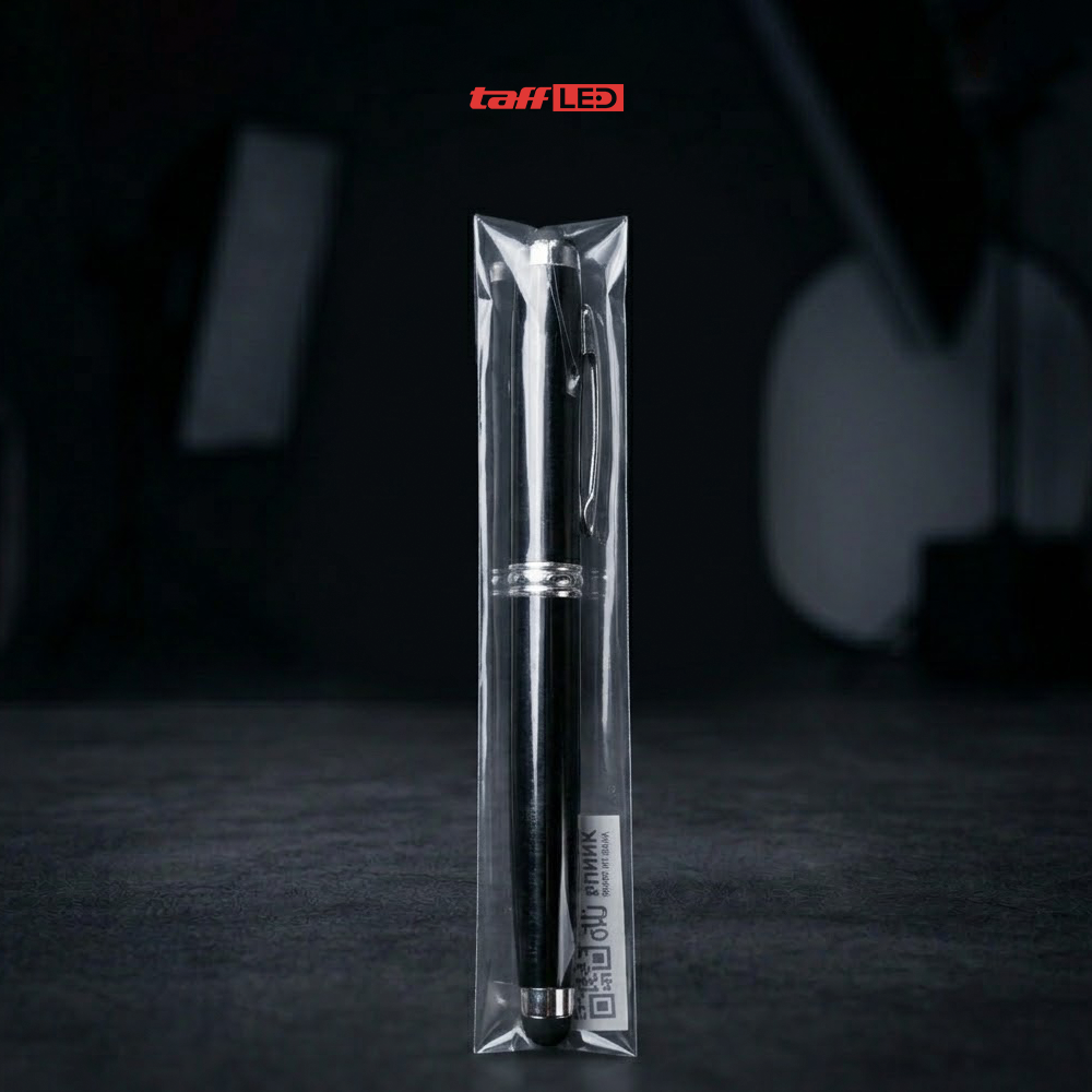 TaffLED Pulpen 4in1 Senter Laser Pointer Pen dan Stylus Tinta Hitam - T0054 Gambar produk TaffLED Pulpen 4in1 Senter Laser Pointer Pen dan Stylus Tinta Hitam - T0054 - Kemasan