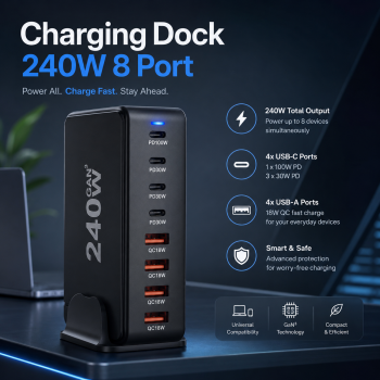 GaN Pro Desktop Charger USB Type C Charging Dock 240W - XSW-240W