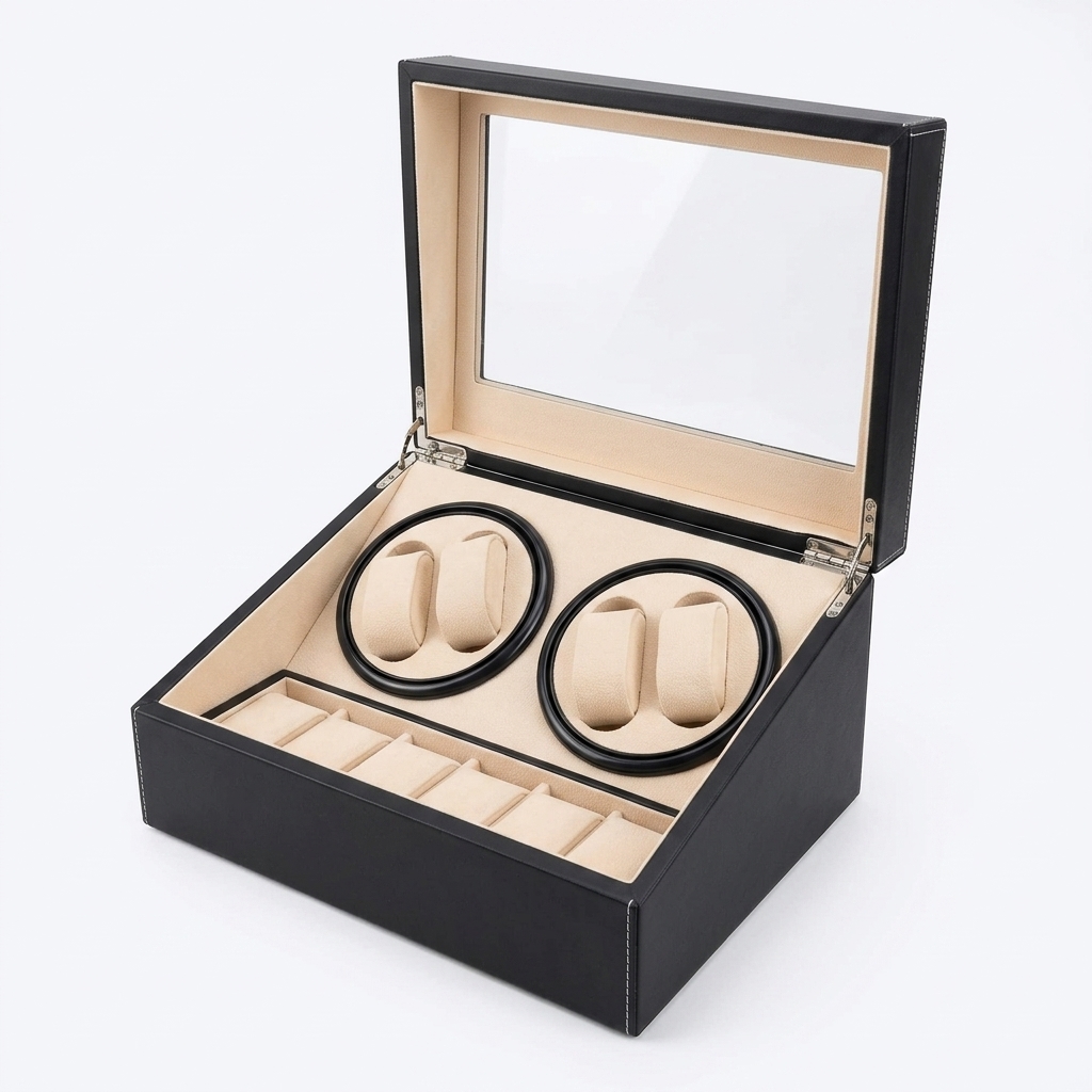 Rhodey Kotak Display Jam Tangan Automatic Winding Watch Box 4 Slot - EB220 Gambar produk Rhodey Kotak Display Jam Tangan Automatic Winding Watch Box 4 Slot - EB220 - 7