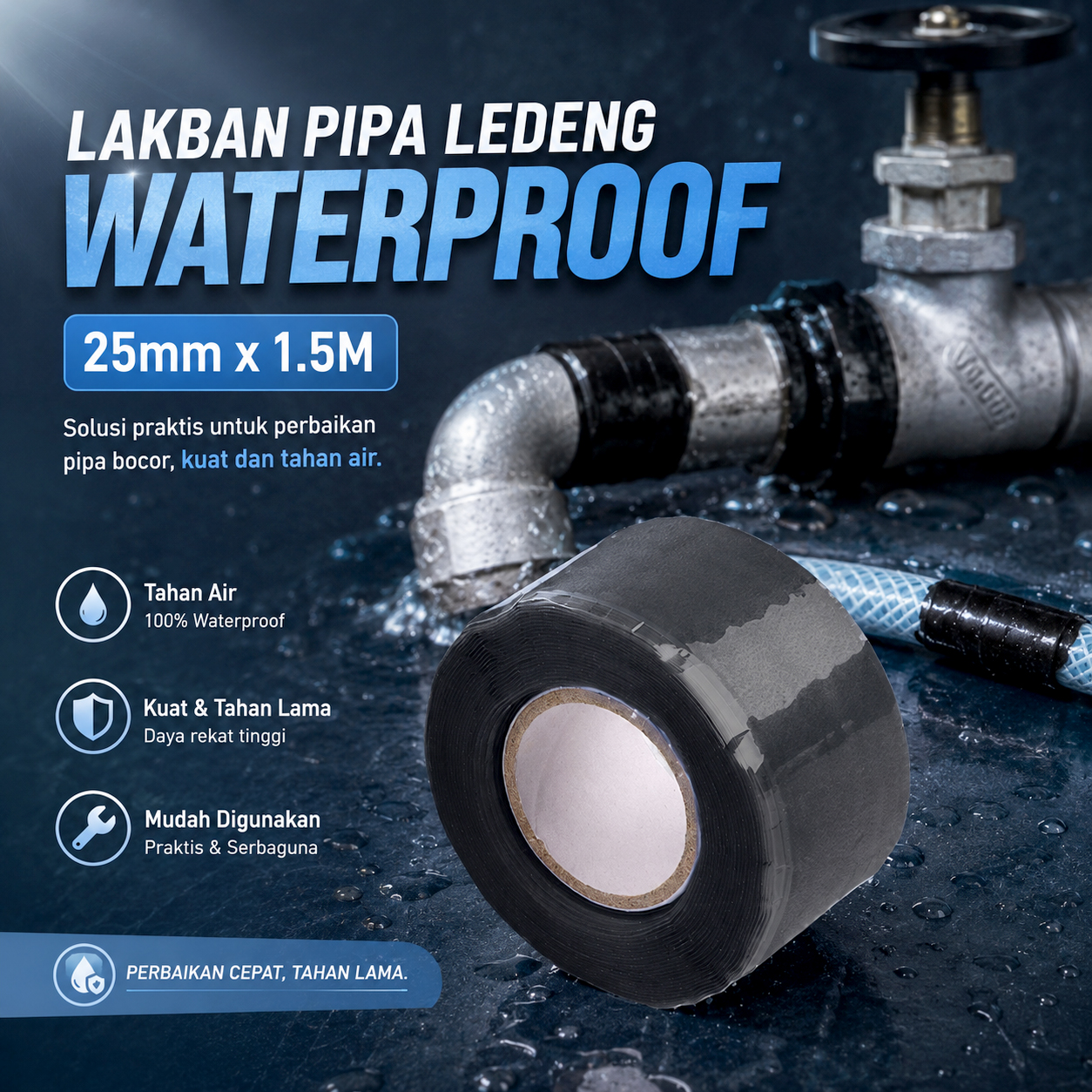 TaffPACK Lakban Isolasi Pipa Ledeng Waterproof 25mm 1.5M - A92-17 Gambar produk TaffPACK Lakban Isolasi Pipa Ledeng Waterproof 25mm 1.5M - A92-17 - Utama