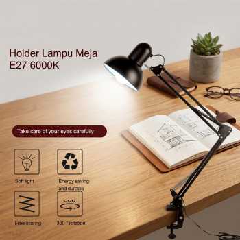 GOTP Holder Lampu Meja LED Adjust Clamp E27 Bohlam Cool White 6000K - GOT-27