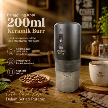 One Two Cups Penggiling Kopi Elektrik Coffee Grinder Adjustable 200ml - WP-12