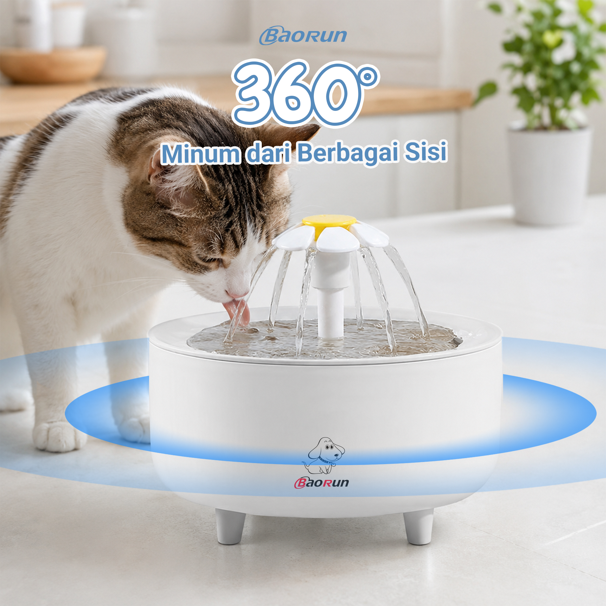 BaoRun FEIDASH Tempat Minum Anjing Kucing Fountain Dispenser 2L - G3370 Gambar produk BaoRun FEIDASH Tempat Minum Anjing Kucing Fountain Dispenser 2L - G3370 - 3