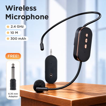 CLOVEY Wireless Lavalier Lapel Microphone 6.35mm Adapter 2.4GHz 2 Mic - SI09