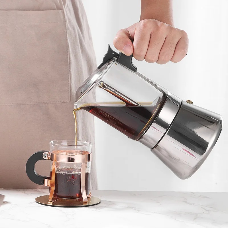 One Two Cups Moka Pot Teko Kopi Espresso Coffee Maker Dual Valve 3 Cup 160ml - Z61 Gambar produk One Two Cups Moka Pot Teko Kopi Espresso Coffee Maker Dual Valve 3 Cup 160ml - Z61 - 7
