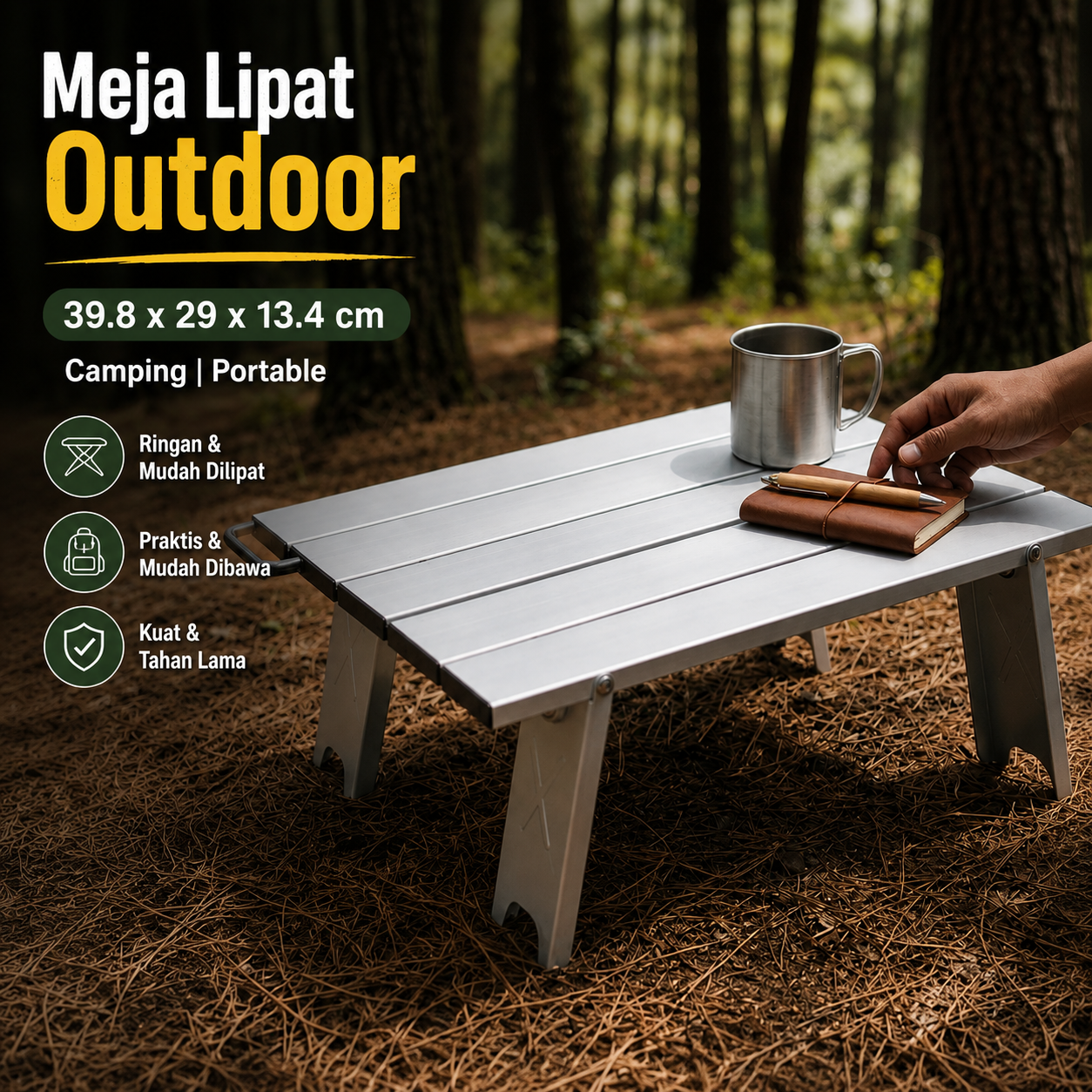 TaffSPORT Meja Lipat Outdoor Piknik Camping Portable Aluminium - 8826 Gambar produk TaffSPORT Meja Lipat Outdoor Piknik Camping Portable Aluminium - 8826 - Utama
