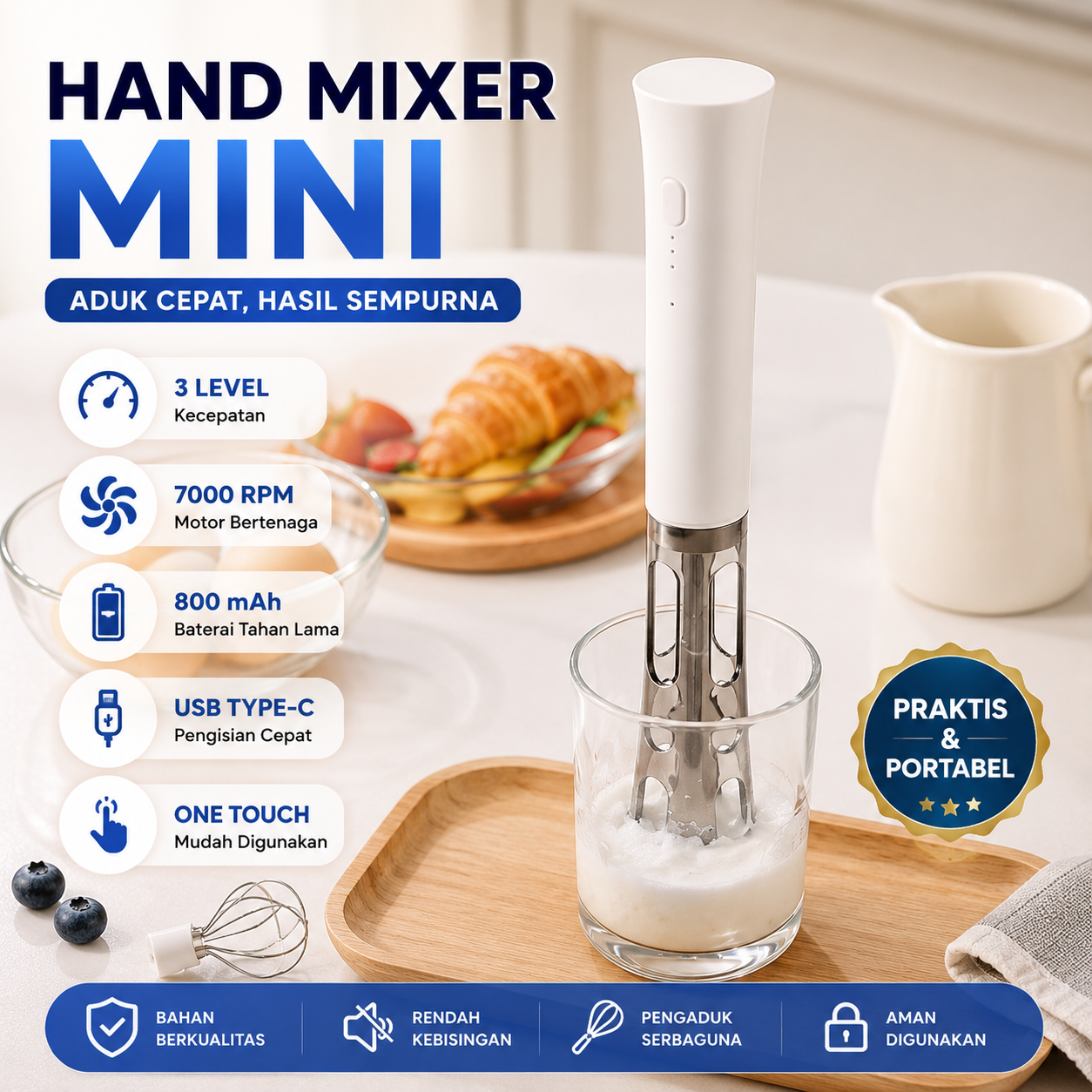 Wendict Hand Mixer Mini Pengocok Milk Frother USB Charge 800mAh - KC-20 Gambar produk Wendict Hand Mixer Mini Pengocok Milk Frother USB Charge 800mAh - KC-20 - Utama