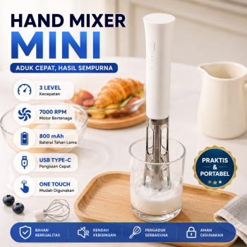 Wendict Hand Mixer Mini Pengocok Milk Frother USB Charge 800mAh - KC-20