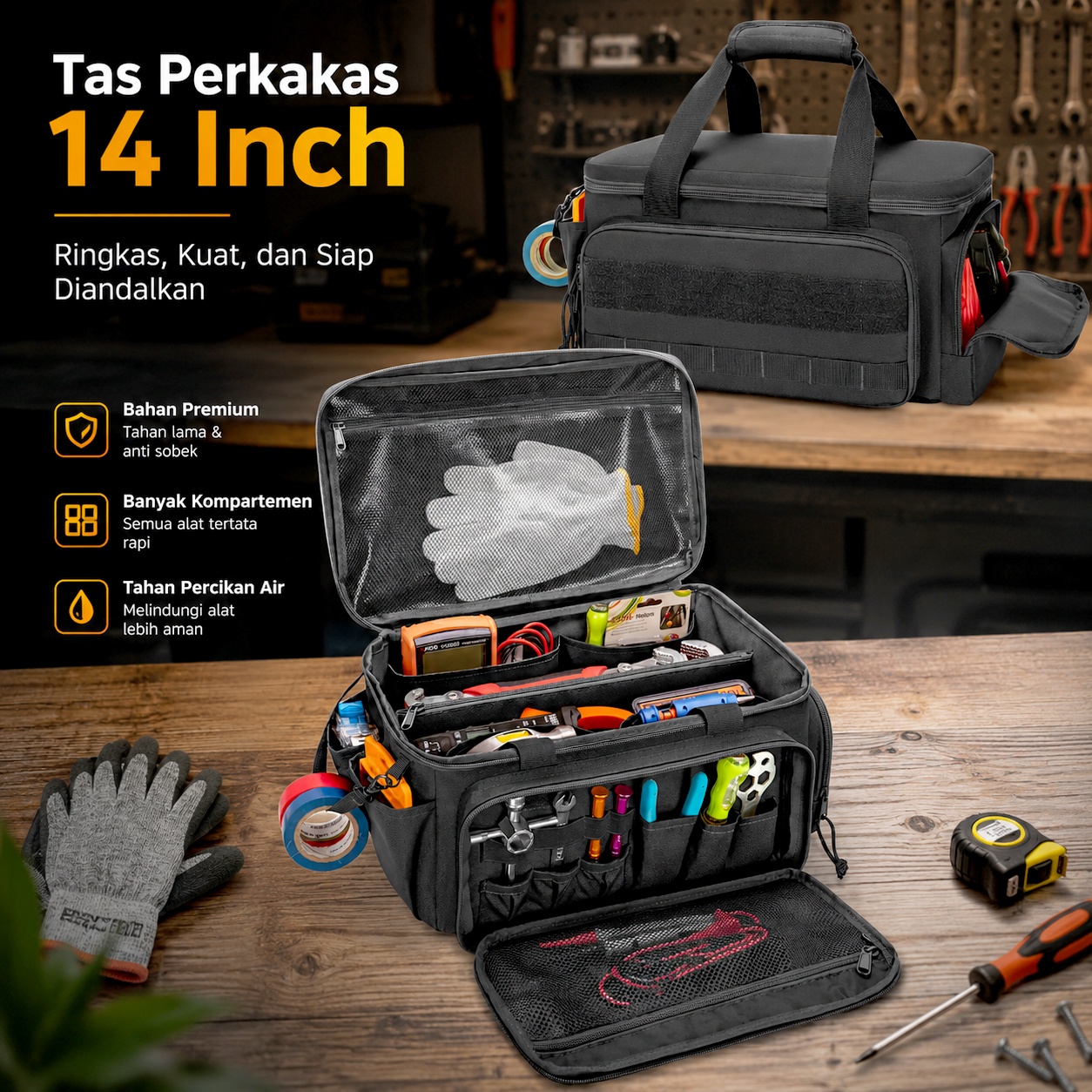 YISHENG Tas Perkakas Storage Tool Handbag Tear Resistant 14 Inch - ISY02 Gambar produk YISHENG Tas Perkakas Storage Tool Handbag Tear Resistant 14 Inch - ISY02 - Utama