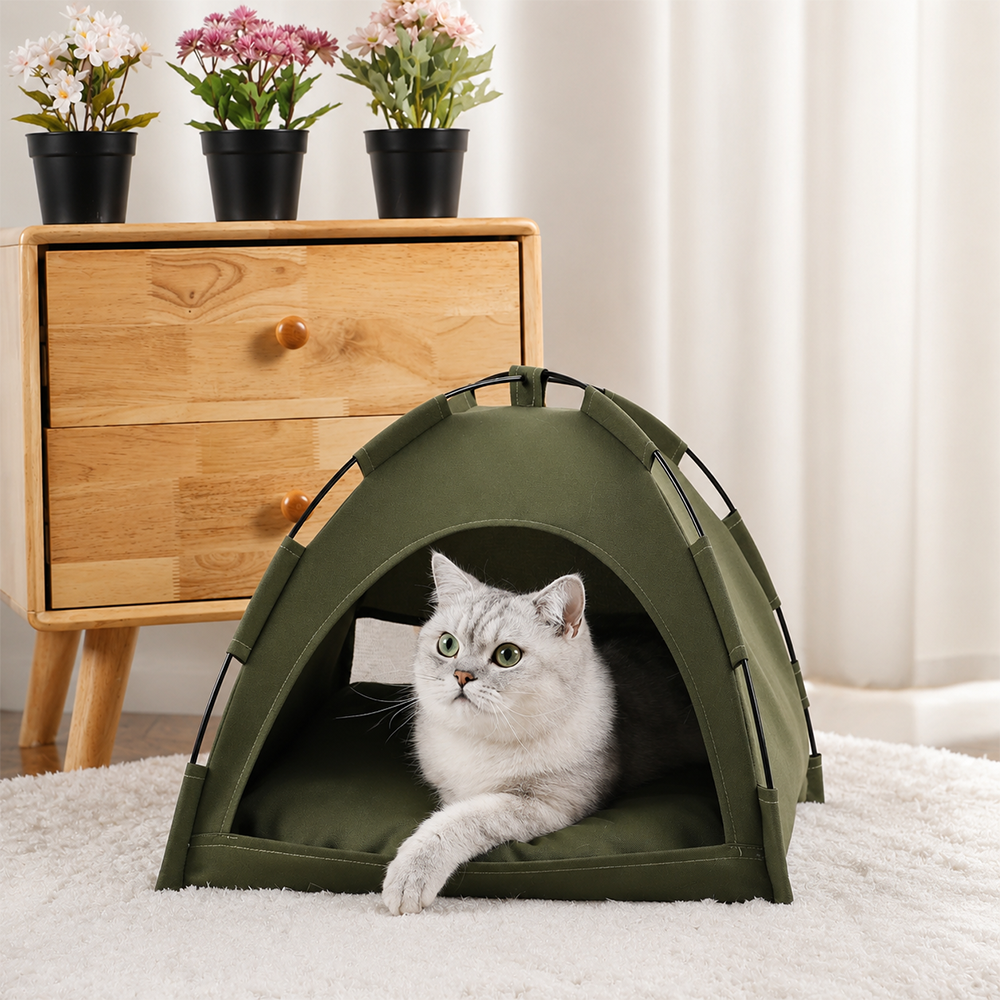 VOOPET Tempat Tidur Kucing Model Tenda Foldable Cat Bed with Pillow Size M - VP2 Gambar produk VOOPET Tempat Tidur Kucing Model Tenda Foldable Cat Bed with Pillow Size M - VP2 - 6