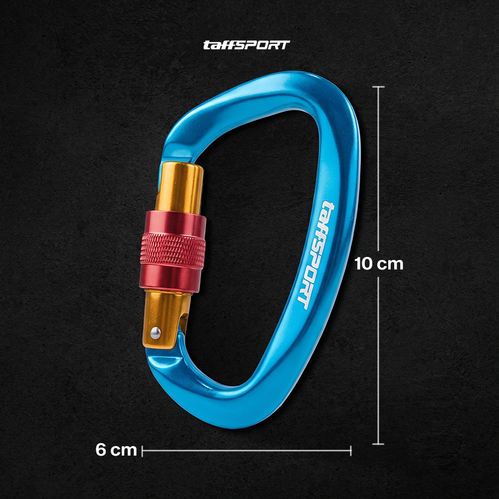 TaffSPORT Carabiner Aluminium Professional Heavy-Duty Locking 25kN - CE21 Gambar produk TaffSPORT Carabiner Aluminium Professional Heavy-Duty Locking 25kN - CE21 - 8