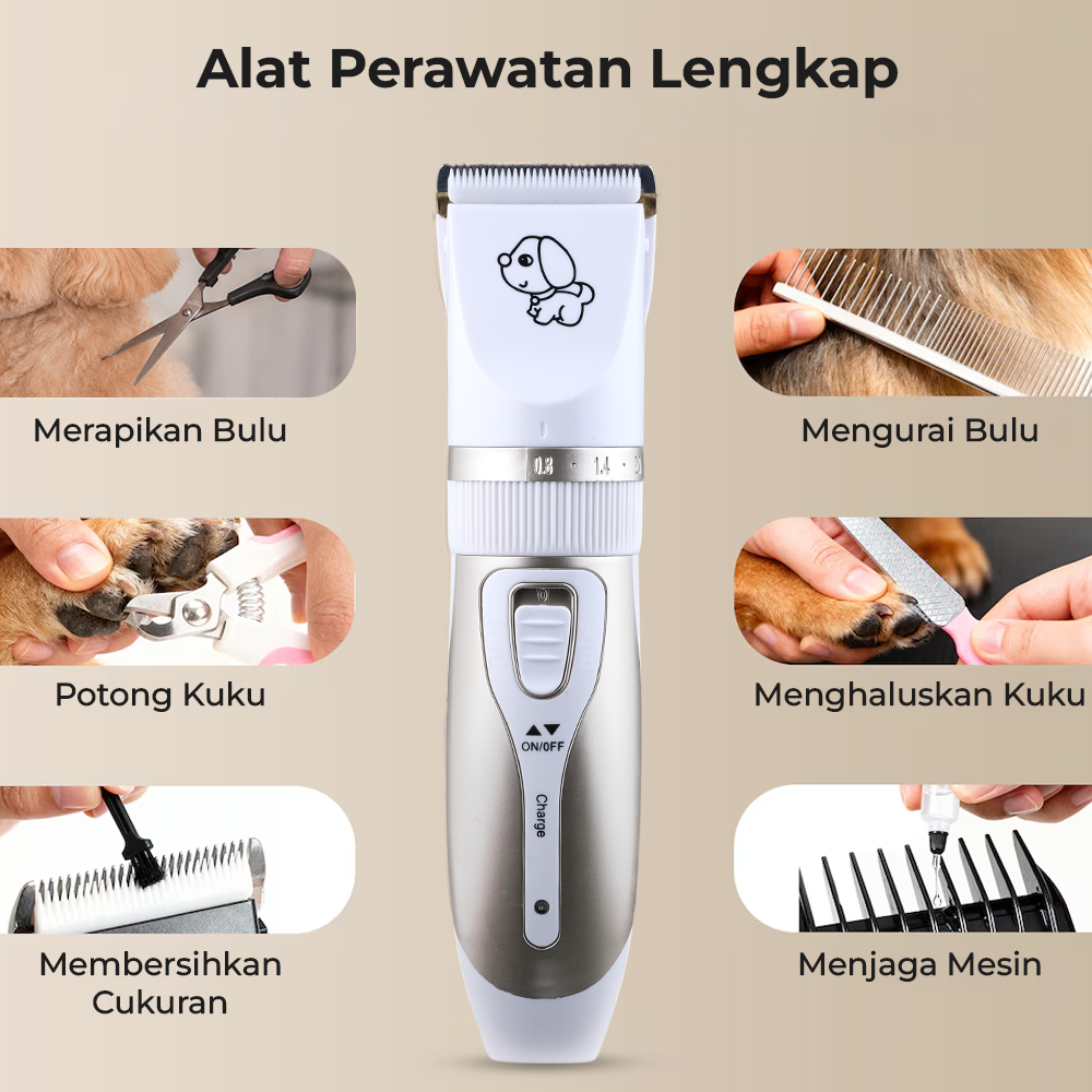 BOJAFA Alat Cukur Bulu Hewan Anjing Kucing 1200mAh - C7 Gambar produk BOJAFA Alat Cukur Bulu Hewan Anjing Kucing 1200mAh - C7 - 6