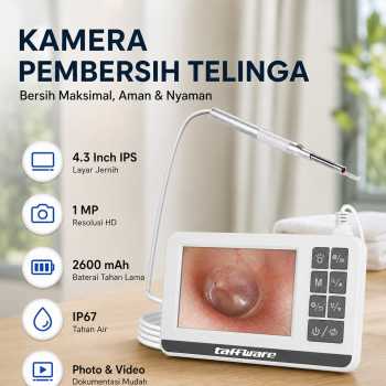 Taffware Kamera Pembersih Telinga Otoskop Endoscope 4.3 Inch IPS 1MP - P60