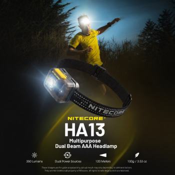 NITECORE Senter Kepala Headlamp LED Dual Beam IPX6 350 Lumens - HA13