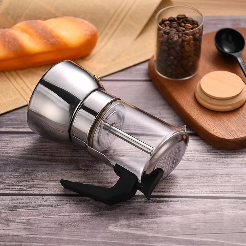 One Two Cups Moka Pot Teko Kopi Espresso Coffee Maker Dual Valve 3 Cup 160ml - Z61 Gambar produk One Two Cups Moka Pot Teko Kopi Espresso Coffee Maker Dual Valve 3 Cup 160ml - Z61 - 5