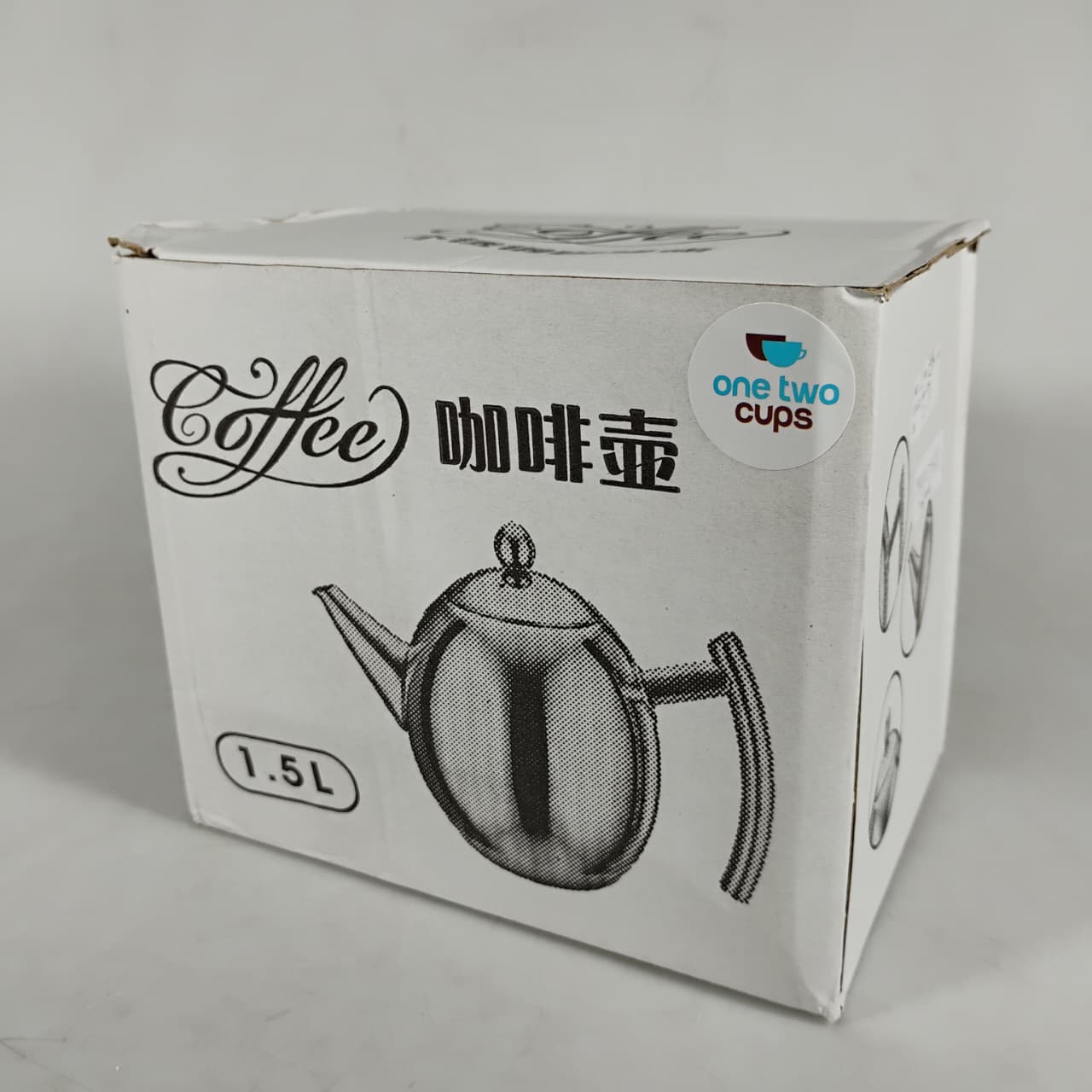 One Two Cups Teko Teh Stainless Steel Filter Water Kettle Teapot 1.5L - HS4050 Gambar produk One Two Cups Teko Teh Stainless Steel Filter Water Kettle Teapot 1.5L - HS4050 - Kemasan