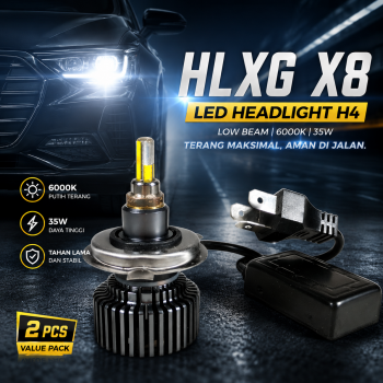 HLXG Lampu Depan Mobil Headlight LED H4 X8 Low Beam 6000K 35W 2 PCS - V10