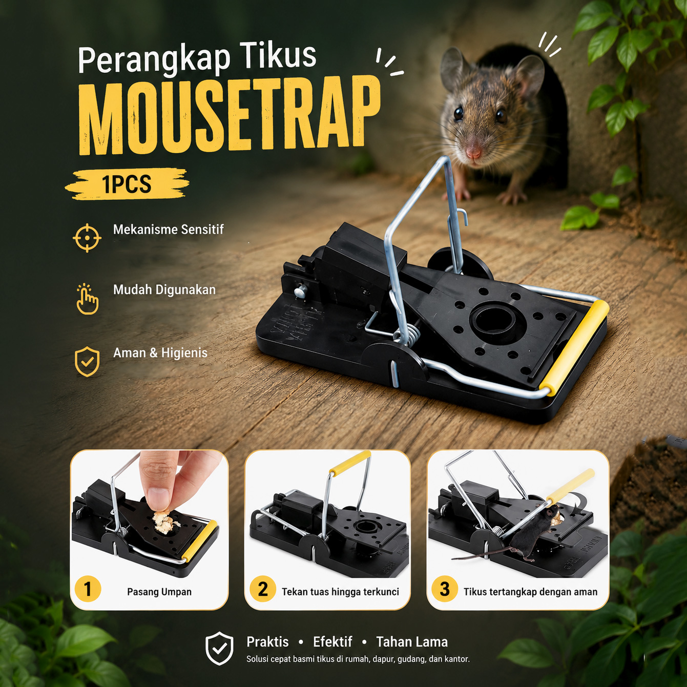 BAIT Jebakan Perangkap Tikus Jepitan Highly Sensitive Mousetrap 1 PCS - B-11 Gambar produk BAIT Jebakan Perangkap Tikus Jepitan Highly Sensitive Mousetrap 1 PCS - B-11 - Utama