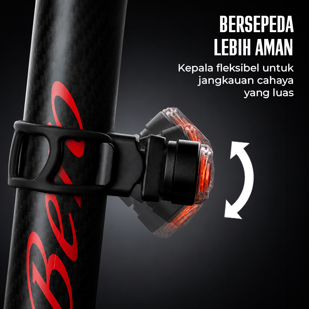 Machfally Lampu Belakang Sepeda LED Rechargeable Tail Light 50 Lumens - BK600 Gambar produk Machfally Lampu Belakang Sepeda LED Rechargeable Tail Light 50 Lumens - BK600 - 4