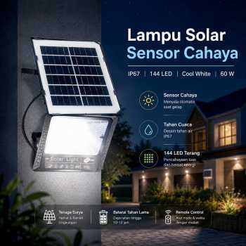 OOBEST Lampu Dinding Solar Sensor Cahaya IP67 144 LED Cool White - OB144