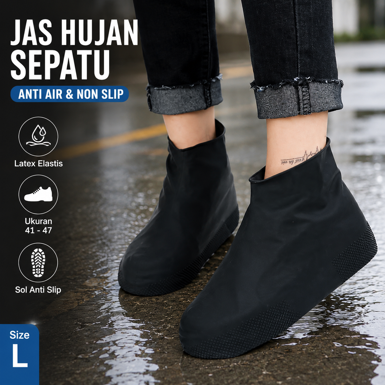 ZUOFILY Jas Hujan Sepatu Anti Air Rain Shoe Cover Latex Non Slip L - S-200 Gambar produk ZUOFILY Jas Hujan Sepatu Anti Air Rain Shoe Cover Latex Non Slip L - S-200 - Utama
