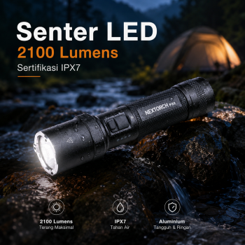 NEXTORCH Senter LED Rechargeable Waterproof IPX7 2100 Lumens - P80