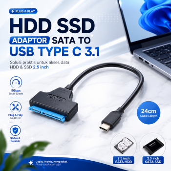 Gambar produk Yiwa HDD SSD Adaptor SATA to USB Type C 3.1 24cm - YW-4072