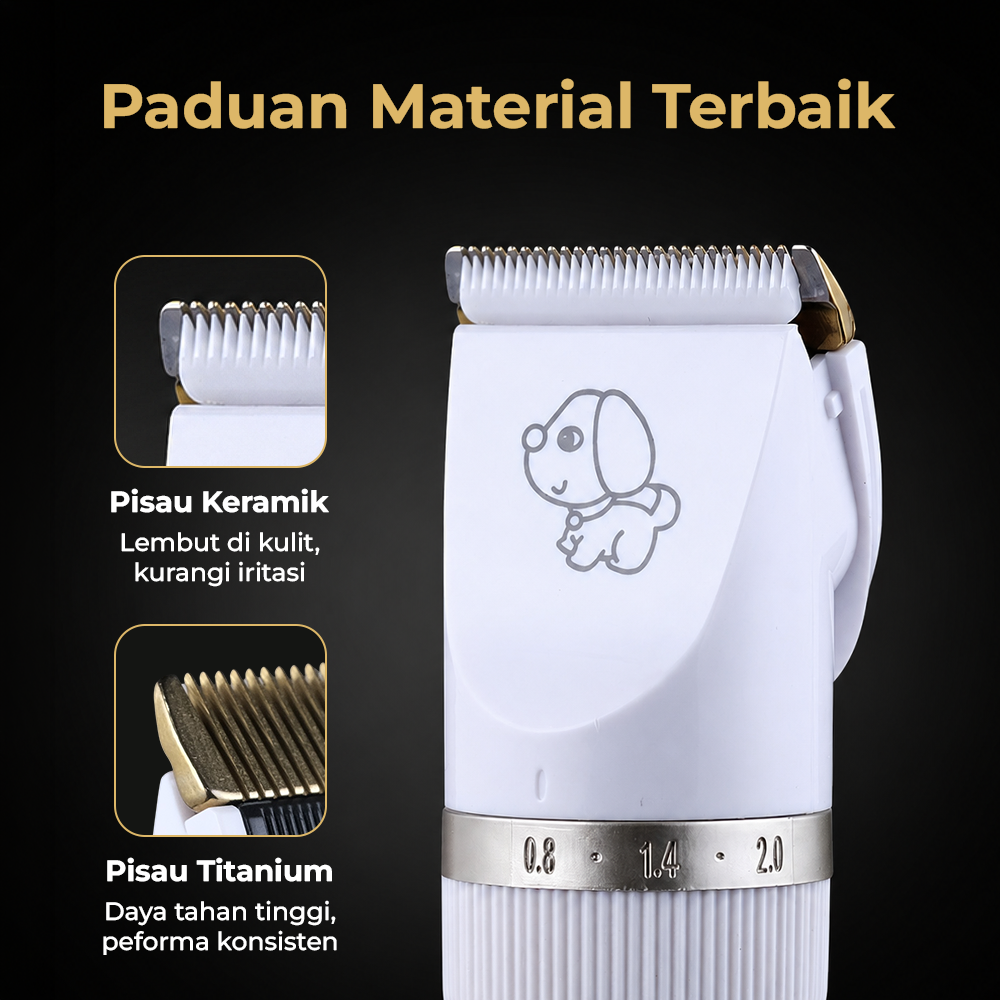 BOJAFA Alat Cukur Bulu Hewan Anjing Kucing 1200mAh - C7 Gambar produk BOJAFA Alat Cukur Bulu Hewan Anjing Kucing 1200mAh - C7 - 2