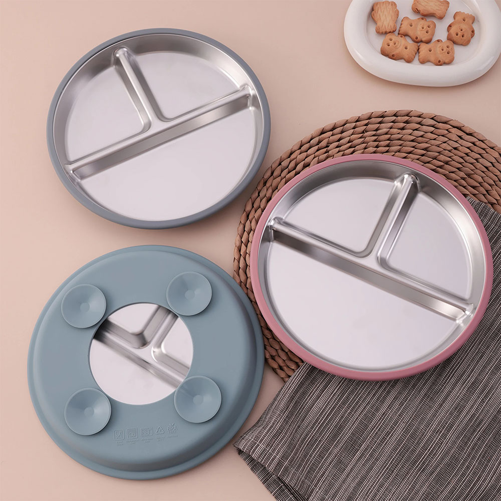 Bakpo Stainless Suction Plate Piring Makan Bayi Anti Slip - SGEE10 Gambar produk Bakpo Stainless Suction Plate Piring Makan Bayi Anti Slip - SGEE10 - 5