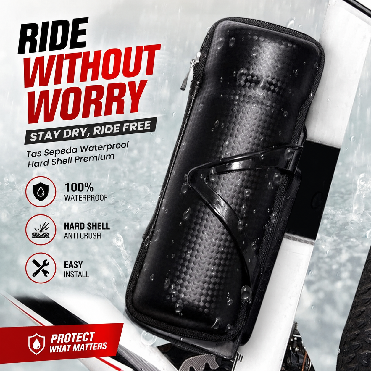 Chebilu Tas Sepeda Bottle Cage Capsule Bike Bag Waterproof Hard Shell Gambar produk Chebilu Tas Sepeda Bottle Cage Capsule Bike Bag Waterproof Hard Shell - Utama