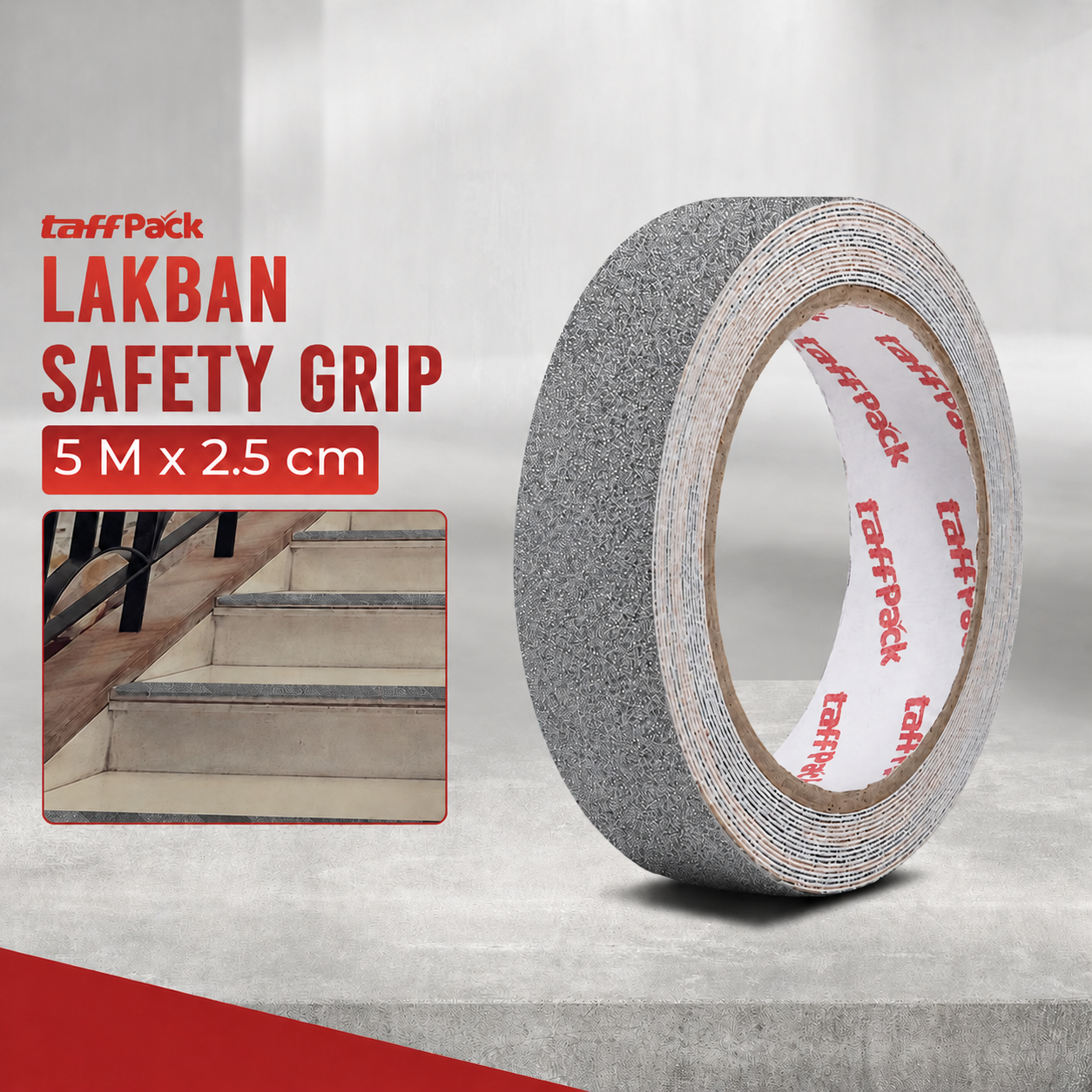 TaffPACK Lakban Tape Safety Grip Anti Slip 0.65mm Strong Traction 5Mx2.5cm Gambar produk TaffPACK Lakban Tape Safety Grip Anti Slip 0.65mm Strong Traction 5Mx2.5cm - Utama