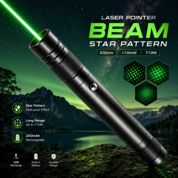 Gambar produk WUIVI Laser Pointer Beam Star Pattern USB Rechargeable 200mAh Green Light - WV-710