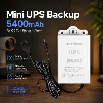 Gambar produk HAOWANGDA Mini UPS Power Supply Backup for CCTV Router Alarm 5400mAh - 12V2A