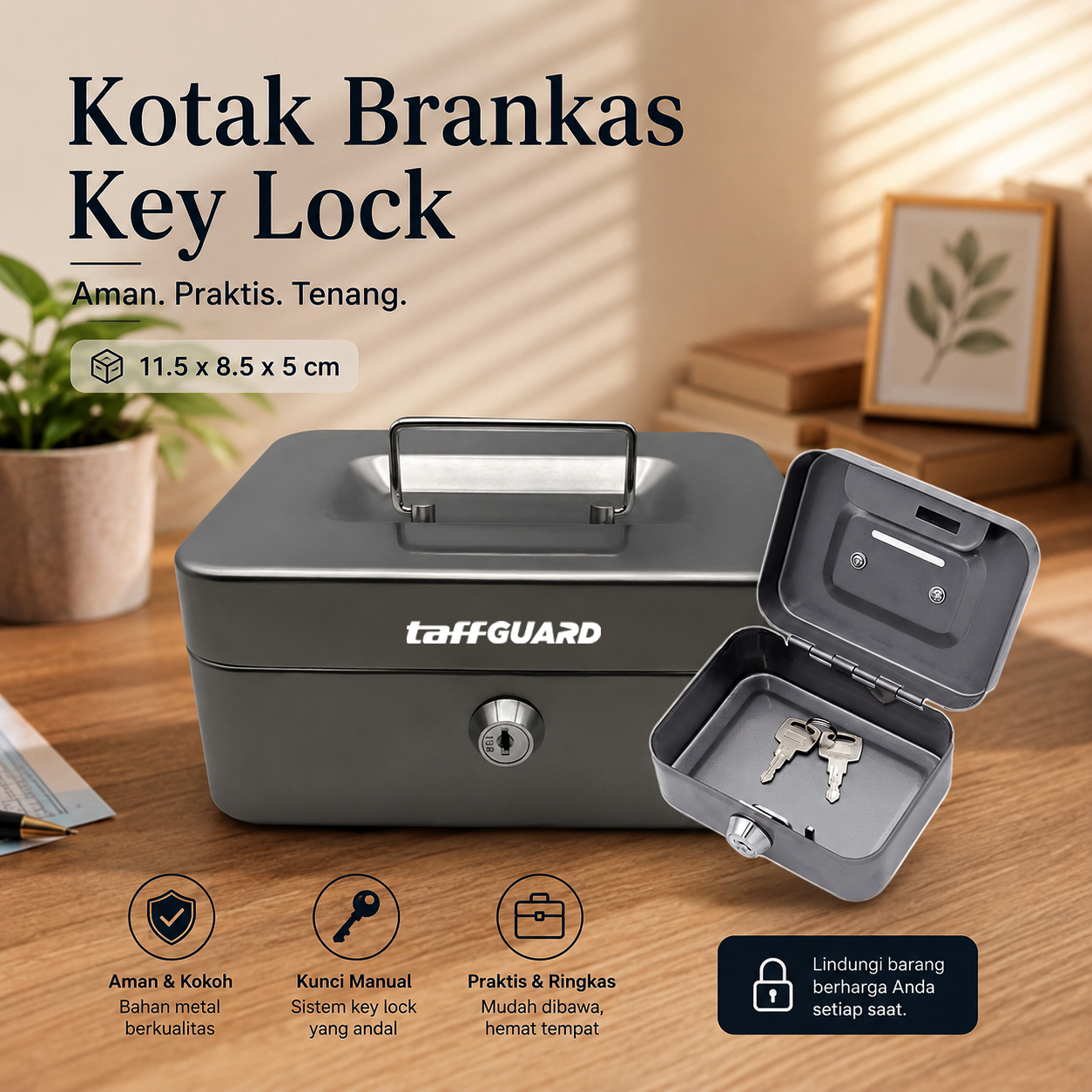 TaffGUARD Kotak Brankas Celengan Uang Safebox Key Lock 11.5x8.5x5cm - HC-11A Gambar produk TaffGUARD Kotak Brankas Celengan Uang Safebox Key Lock 11.5x8.5x5cm - HC-11A - Utama