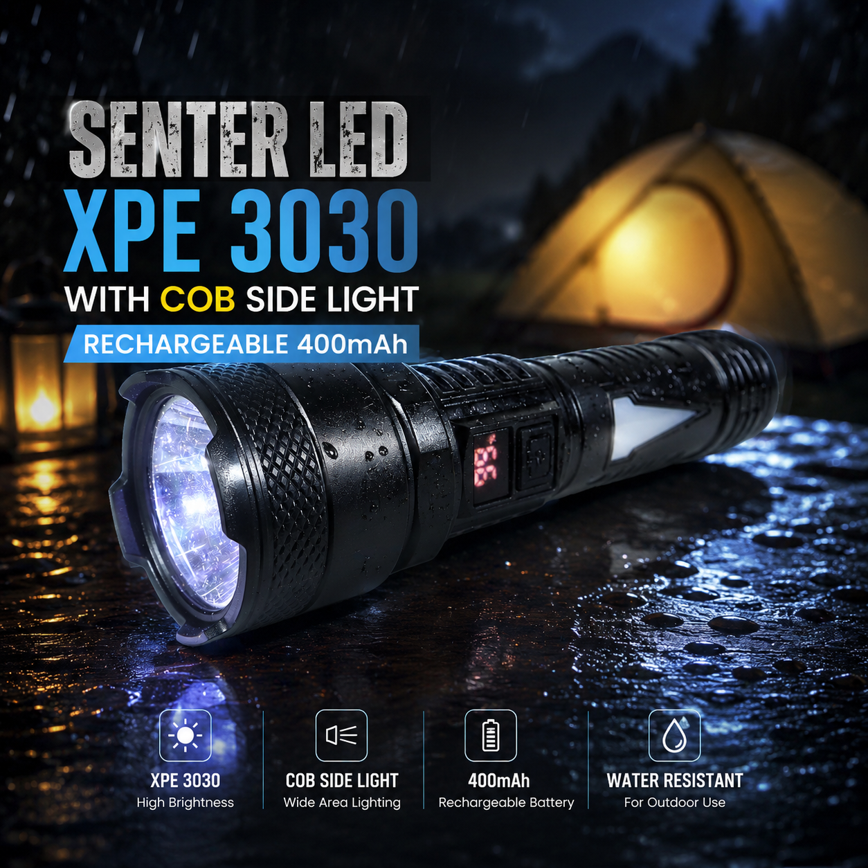 XIWANGFIRE Senter LED XPE 3030 COB Side Light Rechargeable 400mAh - S65 Gambar produk XIWANGFIRE Senter LED XPE 3030 COB Side Light Rechargeable 400mAh - S65 - Utama