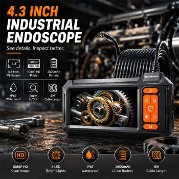Taffware Kamera Endoskop Industrial Borescope 4.3 Inch IP67 2600mAh 5M - P410