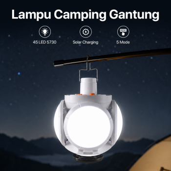 BO LUN Lampu LED Camping Lantern Solar USB 5 Modes Cool White 1200mAh - 2029