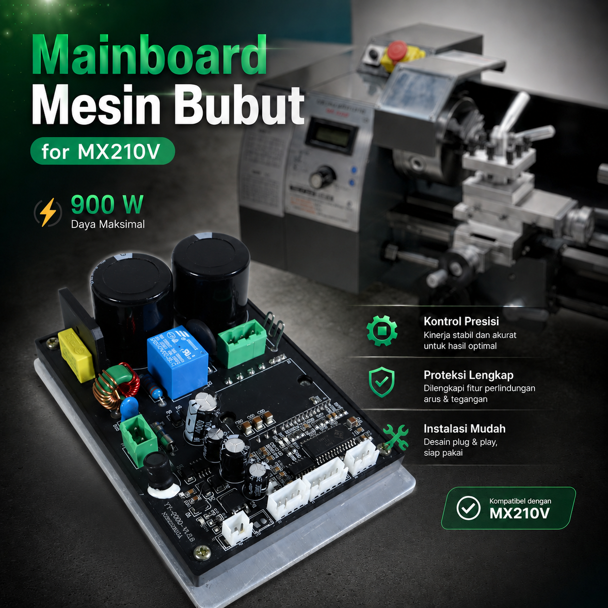 GYX Mainboard Mesin Bubut Woodworking Controller 900W for MX210V - GX064 Gambar produk GYX Mainboard Mesin Bubut Woodworking Controller 900W for MX210V - GX064 - Utama
