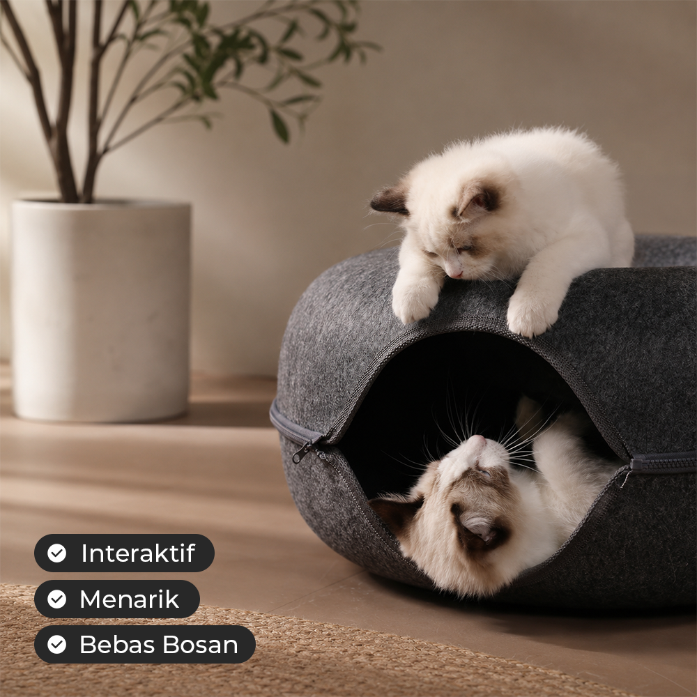 Quety Tempat Tidur Kucing Mainan Terowongan Cat Donut Tunnel Bed - Q60 Gambar produk Quety Tempat Tidur Kucing Mainan Terowongan Cat Donut Tunnel Bed - Q60 - 2