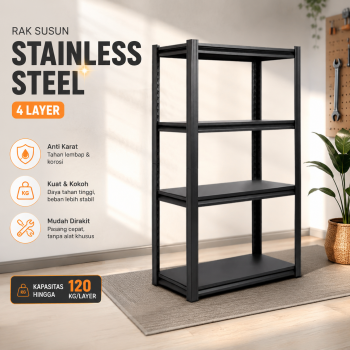 Estante Rak Susun Multifungsi Stainless Steel Storage Rack 4 Layer - ET136