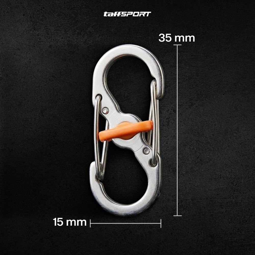 TaffSPORT Carabiner Metal Double Hook Spring Lock Gantungan Kunci 50kg - AT17 Gambar produk TaffSPORT Carabiner Metal Double Hook Spring Lock Gantungan Kunci 50kg - AT17 - 8