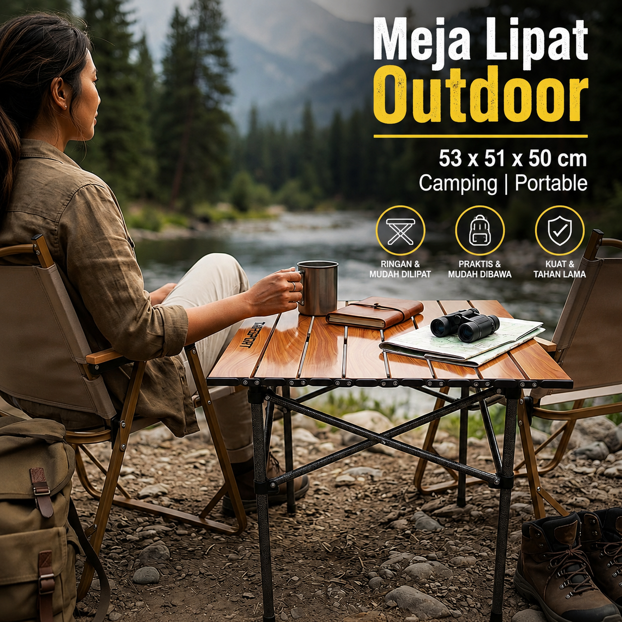 TaffSPORT Meja Lipat Outdoor Piknik Camping Portable Table with Bag 53x51x50cm - AF59 Gambar produk TaffSPORT Meja Lipat Outdoor Piknik Camping Portable Table with Bag 53x51x50cm - AF59 - Utama
