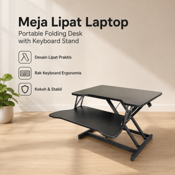 TaffHOME Meja Lipat Laptop Portable Folding Desk with Keyboard Stand - KS05
