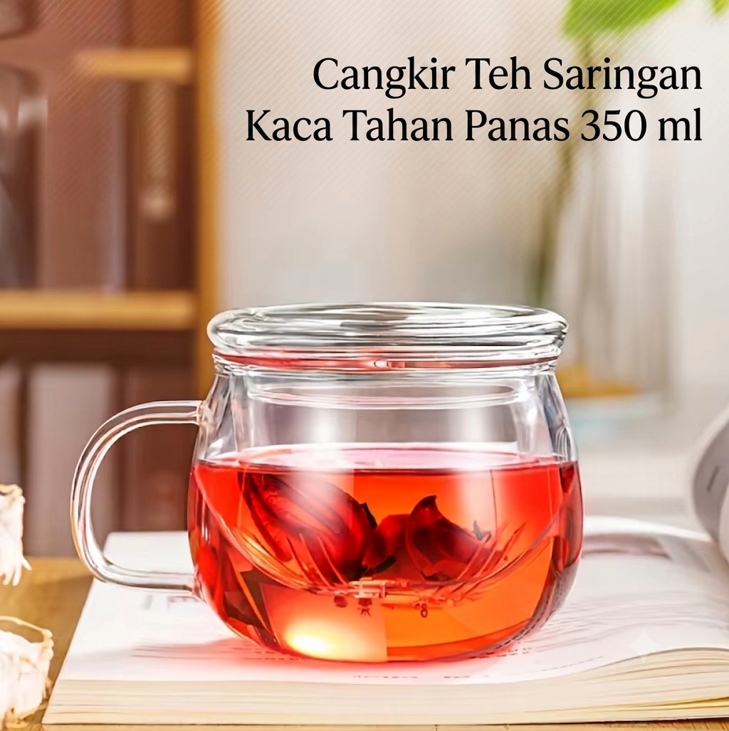 Yilego Cangkir Teh Saringan Kaca Tahan Panas Infuser Mug 350ml - YG350 Gambar produk Yilego Cangkir Teh Saringan Kaca Tahan Panas Infuser Mug 350ml - YG350 - Utama